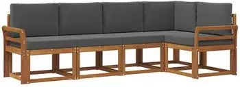 vidaXL Outdoor-Sofagarnitur 5-tlg., natur & anthrazit