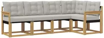 vidaXL Outdoor-Sofagarnitur mit Kissen, 5-tlg., wei&szlig; und hellgrau (3389469)