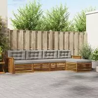 vidaXL Outdoor-Sofagarnitur 5 stk. Nat&uuml;rlich und Hellgrau