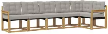 vidaXL Outdoor-Sofagarnitur 6-tlg. mit Kissen, wei&szlig;/hellgrau (3389517)