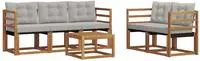vidaXL Outdoor-Sofagarnitur 6 stk. Nat&uuml;rlich und Hellgrau