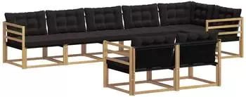 vidaXL Outdoor-Sofagarnitur mit Kissen, 8-tlg., wei&szlig; und schwarz (3388794)