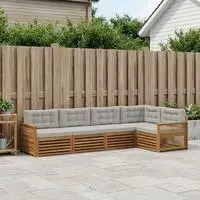 vidaXL Outdoor-Sofagarnitur 5 stk. Nat&uuml;rlich und Hellgrau