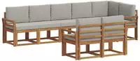vidaXL Outdoor-Sofagarnitur 8 stk. Nat&uuml;rlich und Hellgrau