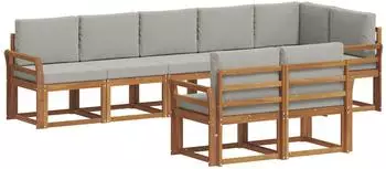vidaXL Outdoor-Sofagarnitur mit Kissen, 8-tlg., natur und hellgrau (3366569)