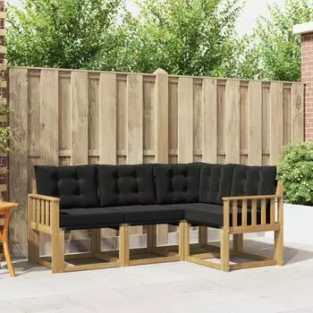 vidaXL Outdoor-Sofagarnitur mit Kissen 4-tlg., wei&szlig; und schwarz (3389426)