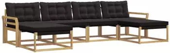 vidaXL Outdoor-Sofagarnitur mit Kissen, 6-tlg., wei&szlig; und schwarz (3388950)