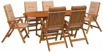 vidaXL Garten-Essset 7-teilig, Akazienholz massiv, natur (3434490)