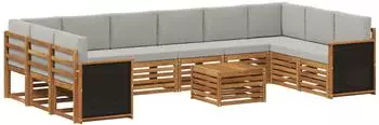 vidaXL Outdoor-Sofagarnitur mit Kissen, 8-tlg., natur und hellgrau (3384912)