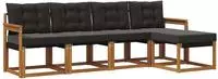 vidaXL Outdoor-Sofagarnitur 5 stk. Nat&uuml;rlich und Schwarz