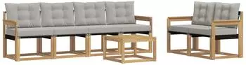 vidaXL Outdoor-Sofagarnitur 7-tlg. wei&szlig; und hellgrau (3389229)