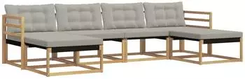 vidaXL Outdoor-Sofagarnitur 6-tlg. wei&szlig; und hellgrau (3388937)