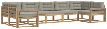 vidaXL Outdoor-Sofagarnitur 7-tlg. wei&szlig; und hellgrau (3386975)