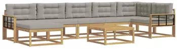 vidaXL Outdoor-Sofagarnitur 8-tlg., wei&szlig; und hellgrau (3386805)