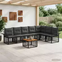 vidaXL Outdoor-Sofagarnitur 8 stk. 7-Sitzer Schwarz und Dunkelgrau