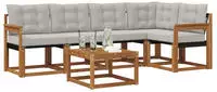 vidaXL Outdoor-Sofagarnitur 6 stk. 5-Sitzer Natur und Hellgrau