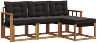vidaXL Outdoor-Sofagarnitur 4 stk. 4-Sitzer Natur und Schwarz