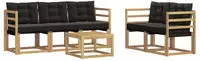 vidaXL Outdoor-Sofagarnitur 6 stk. 5-Sitzer Wei&szlig; und Schwarz