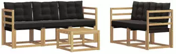 vidaXL Outdoor-Sofagarnitur mit Kissen, 6-tlg., wei&szlig; und schwarz (3389202)
