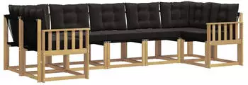 vidaXL Outdoor-Sofagarnitur mit Kissen, 7-tlg., wei&szlig; und schwarz (3389834)