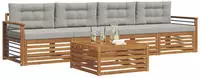 vidaXL Outdoor-Sofagarnitur 5 stk. 4-Sitzer Natur und Hellgrau