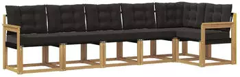 vidaXL Outdoor-Sofagarnitur mit Kissen, 6-tlg., wei&szlig; und schwarz (3389518)