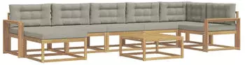vidaXL Outdoor-Sofagarnitur 8-tlg., wei&szlig; und hellgrau (3386800)