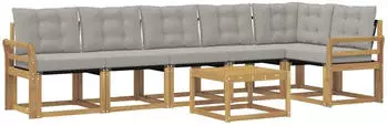 vidaXL Outdoor-Sofagarnitur 7-tlg. wei&szlig; und hellgrau (3389549)