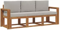 vidaXL Outdoor-Sofagarnitur 3 stk. 3-Sitzer Natur und Hellgrau