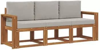 vidaXL Outdoor-Sofagarnitur 3-tlg. natur und hellgrau (3365944)