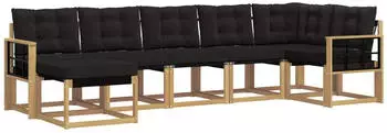 vidaXL Outdoor-Sofagarnitur mit Kissen, 7-tlg., wei&szlig; und schwarz (3389698)