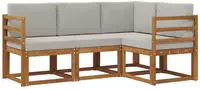vidaXL Outdoor-Sofagarnitur 4 stk. 4-Sitzer Natur und Hellgrau