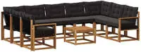 vidaXL Outdoor-Sofagarnitur 10 stk. 9-Sitzer Natur und Schwarz
