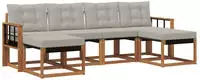 vidaXL Outdoor-Sofagarnitur 6 stk. 6-Sitzer Natur und Hellgrau