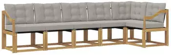 vidaXL Outdoor-Sofagarnitur 6-tlg. wei&szlig; und hellgrau (3389533)