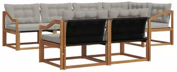 vidaXL Gartenlounge-Set 7-tlg. natur und hellgrau (3369562)