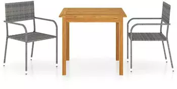 vidaXL Garten-Essgruppe 3-tlg., grau (3067735)