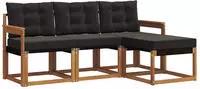 vidaXL Outdoor-Sofagarnitur 4 stk. 4-Sitzer Natur und Schwarz