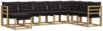 vidaXL Outdoor-Sofagarnitur mit Kissen, 8-tlg., wei&szlig; und schwarz (3389754)