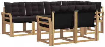 vidaXL Outdoor-Sofagarnitur mit Kissen, 7-tlg., wei&szlig; und schwarz (3389574)