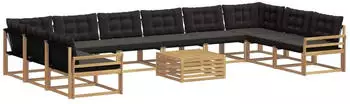 vidaXL Outdoor-Sofagarnitur mit Kissen, 11-tlg., wei&szlig; und schwarz (3389142)