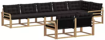vidaXL Outdoor-Sofagarnitur mit Kissen, 8-tlg., wei&szlig; und schwarz (3388806)