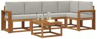 vidaXL Outdoor-Sofagarnitur 6 stk. 5-Sitzer Natur und Hellgrau