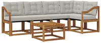 vidaXL Outdoor-Sofagarnitur 6 stk. 5-Sitzer Natur und Hellgrau