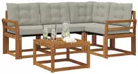 vidaXL Outdoor-Sofagarnitur 5 stk. 4-Sitzer Natur und Hellgrau