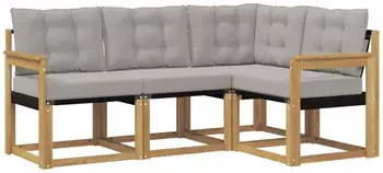 vidaXL Outdoor-Sofagarnitur mit Kissen 4-tlg., wei&szlig; und hellgrau (3389421)