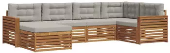 vidaXL Outdoor-Sofagarnitur mit Kissen, 6-tlg., natur und hellgrau (3373746)