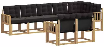 vidaXL Outdoor-Sofagarnitur mit Kissen, 8-tlg., wei&szlig; und schwarz (3389594)