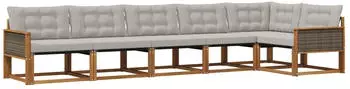 vidaXL Outdoor-Sofagarnitur 6-tlg., natur und hellgrau (3381451)