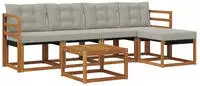 vidaXL Outdoor-Sofagarnitur 6 stk. 5-Sitzer Natur und Hellgrau